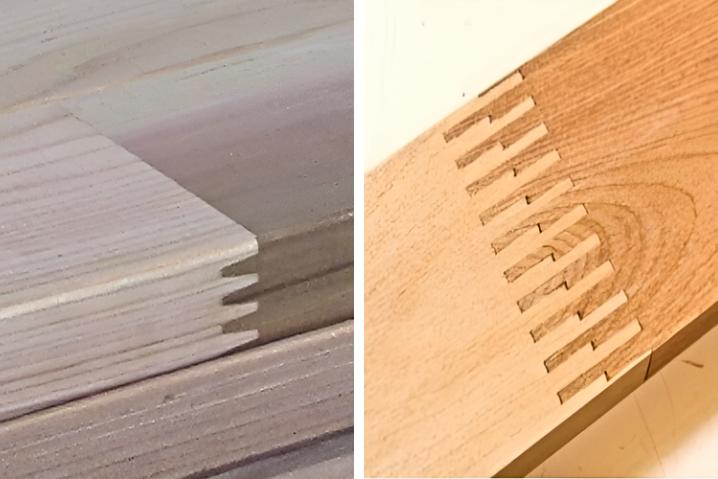 New Technology Finger Joinery Edge of Board vs. Old Technology Finger Joinery Top of Board